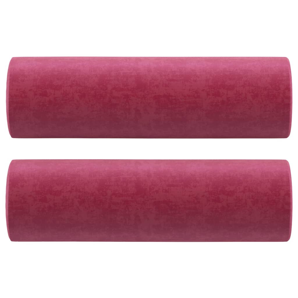 vidaXL Ukrasni jastuci 2 kom crvena boja vina Ø15x50 cm baršunasti