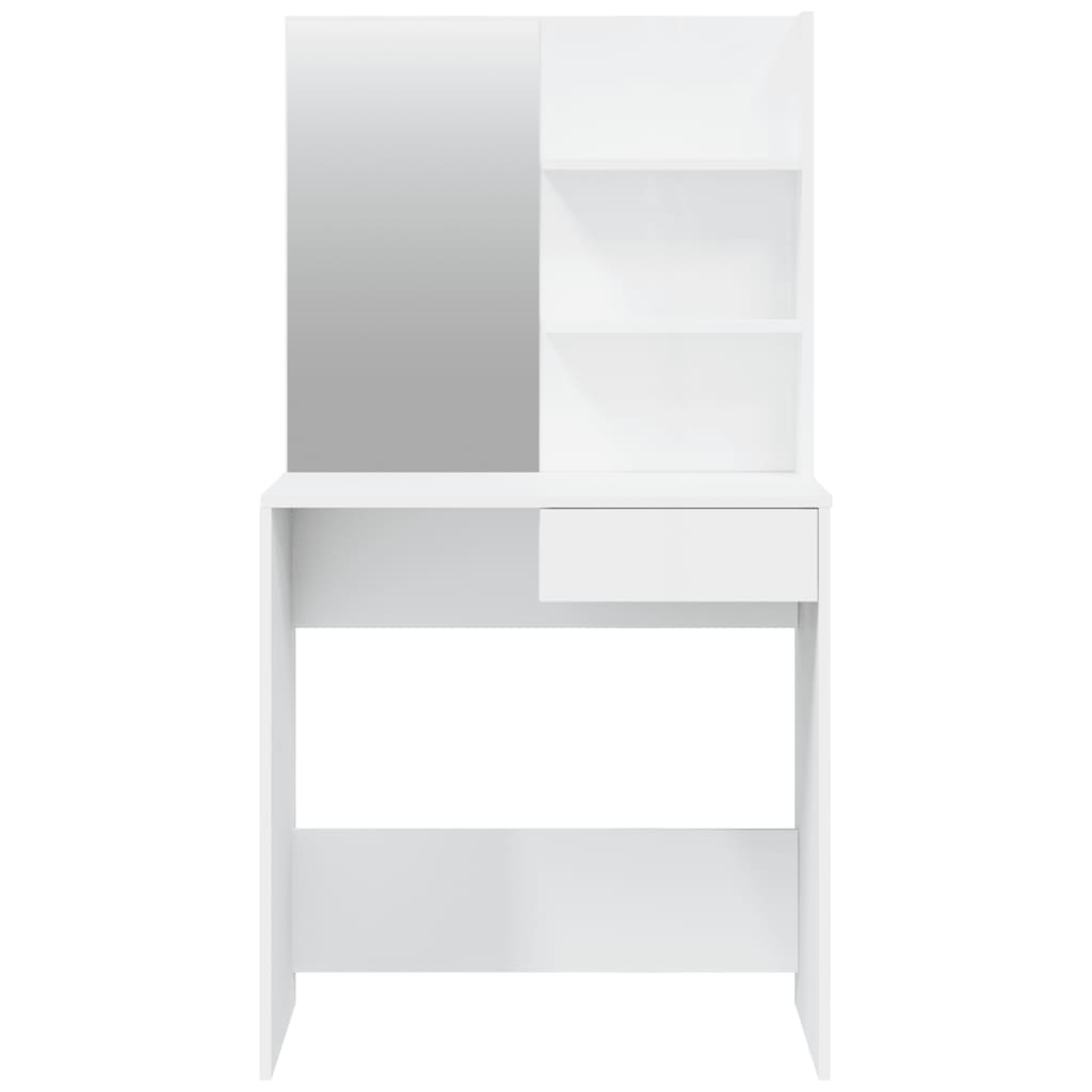 vidaXL Toaletni stolić s ogledalom visoki sjaj bijeli 74,5x40x141 cm