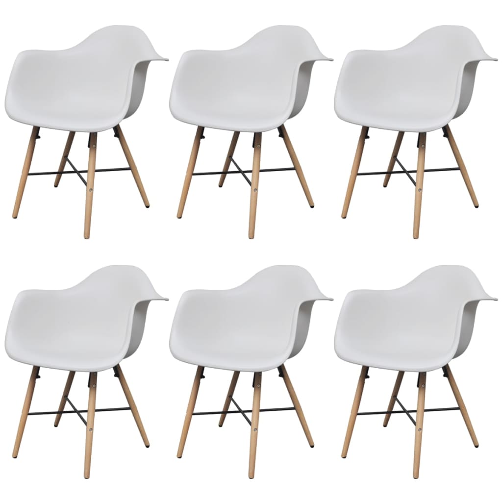 vidaXL Blagovaonske stolice od plastike i bukve 6 kom bijele