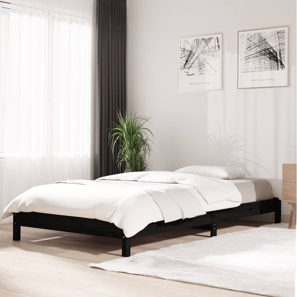 vidaXL Složivi krevet crni 90x190 cm od masivne borovine