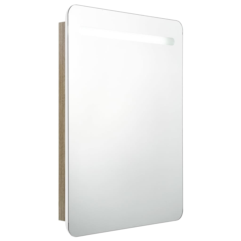 vidaXL LED kupaonski ormarić s ogledalom bijeli i hrast 60x11x80 cm