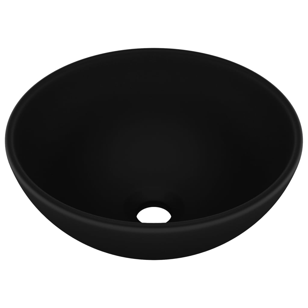 vidaXL Luksuzni okrugli umivaonik mat crni 32,5 x 14 cm keramički