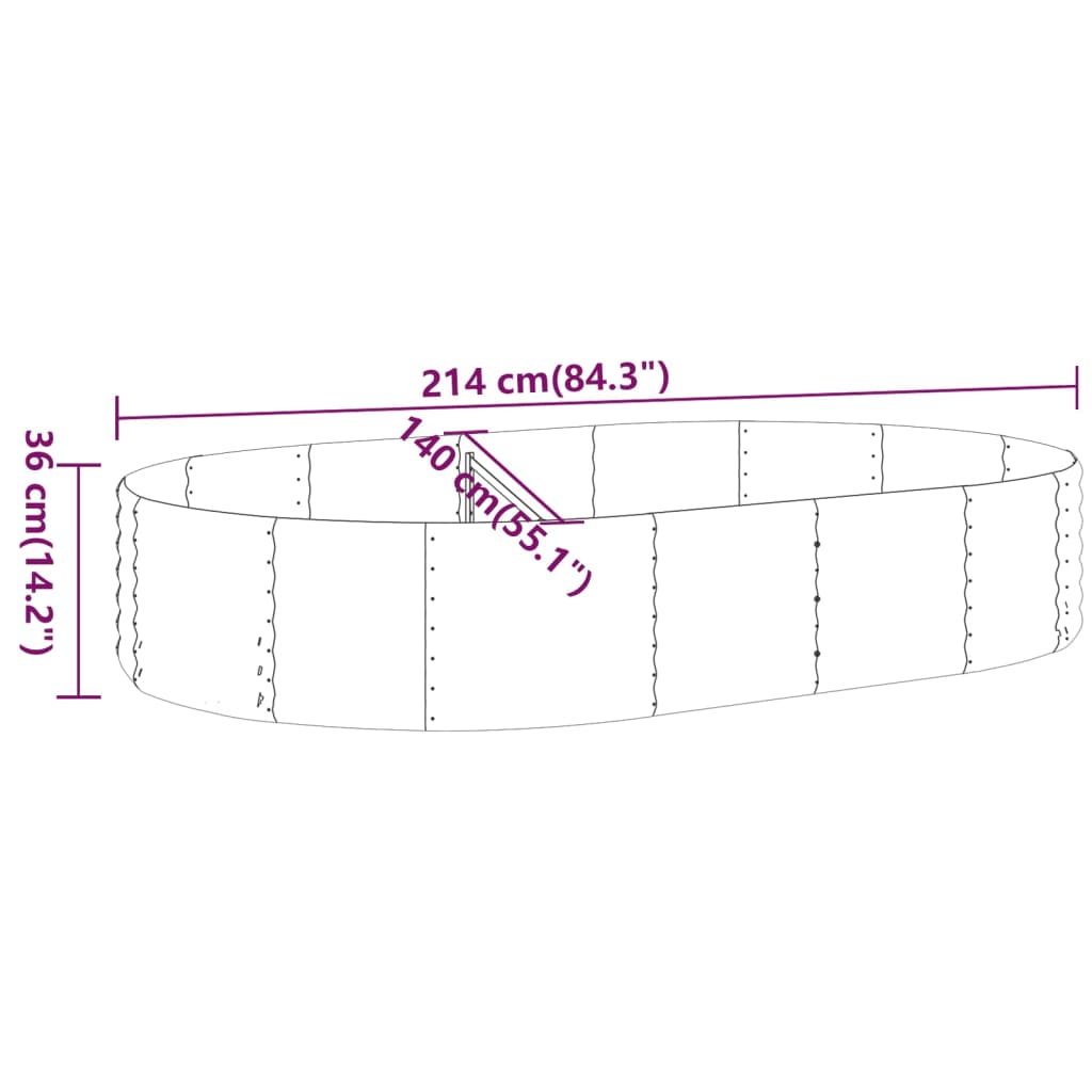 vidaXL Povišena vrtna gredica od čelika 214x140x36 cm antracit