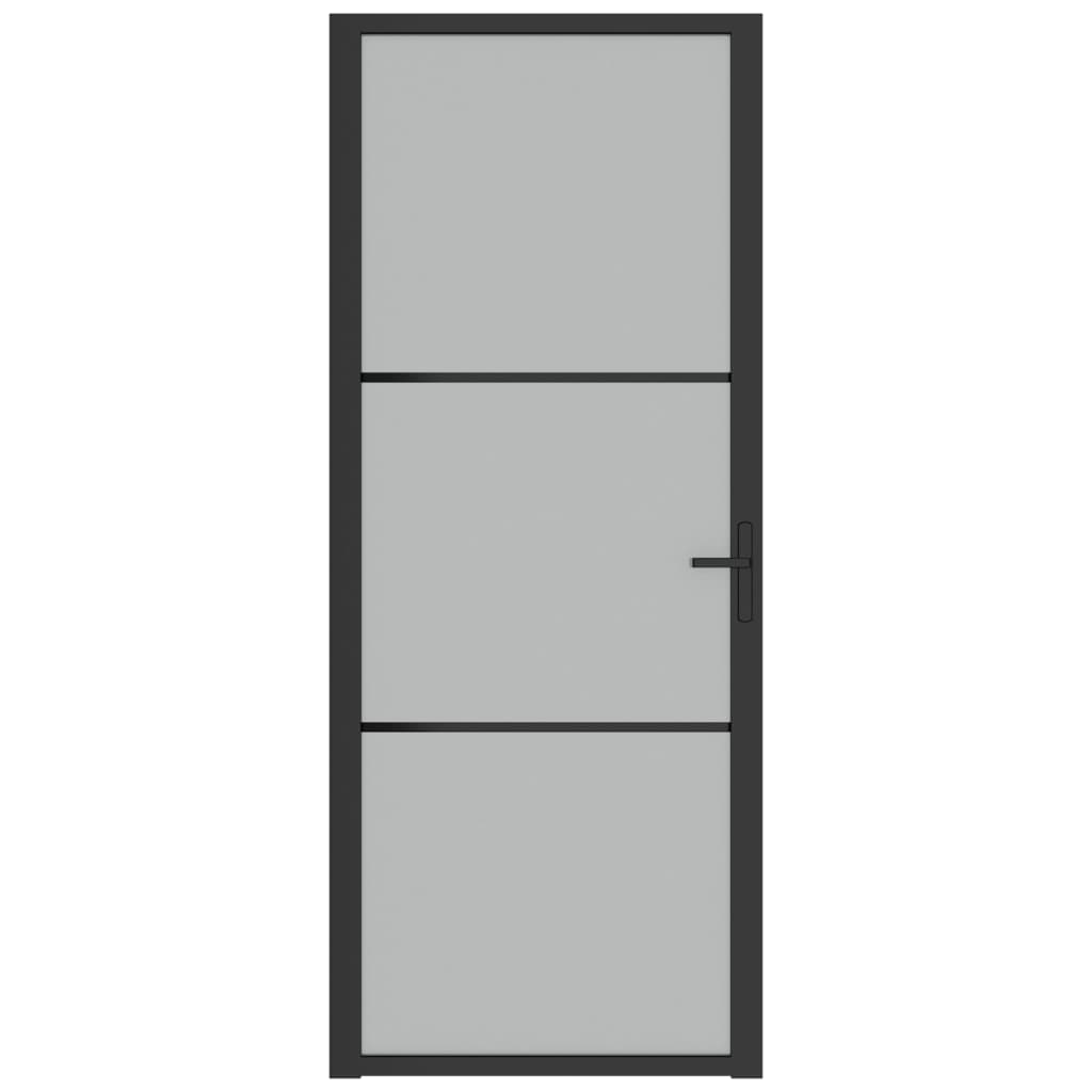 vidaXL Unutarnja vrata 83 x 201,5 cm crna od mat stakla i aluminija