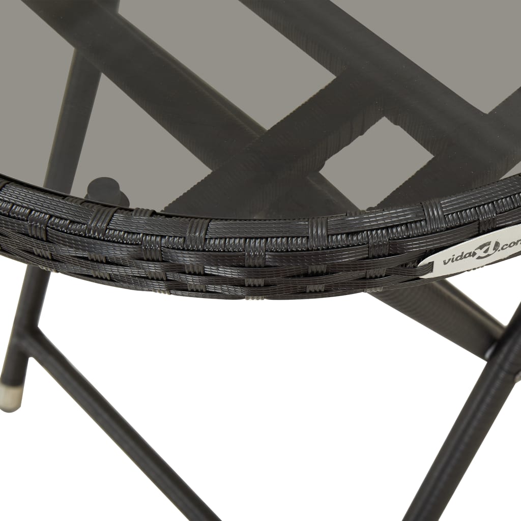 vidaXL Stolić za čaj crni 60 cm poliratana od kaljenog stakla