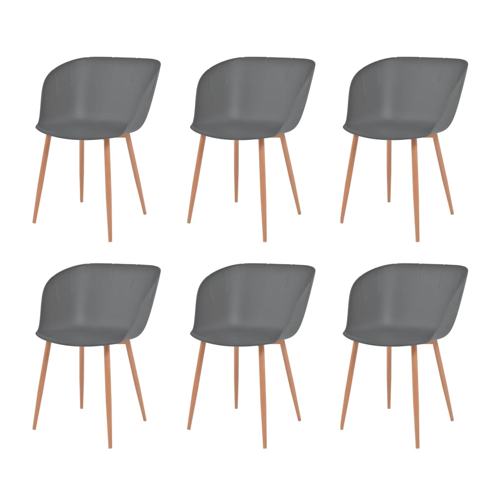 vidaXL Blagovaonske stolice od plastike 6 kom sive