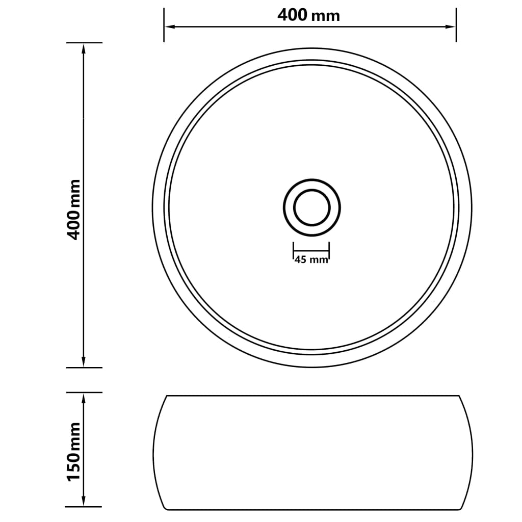 vidaXL Luksuzni okrugli umivaonik mat svjetlosivi 40 x 15 cm keramički