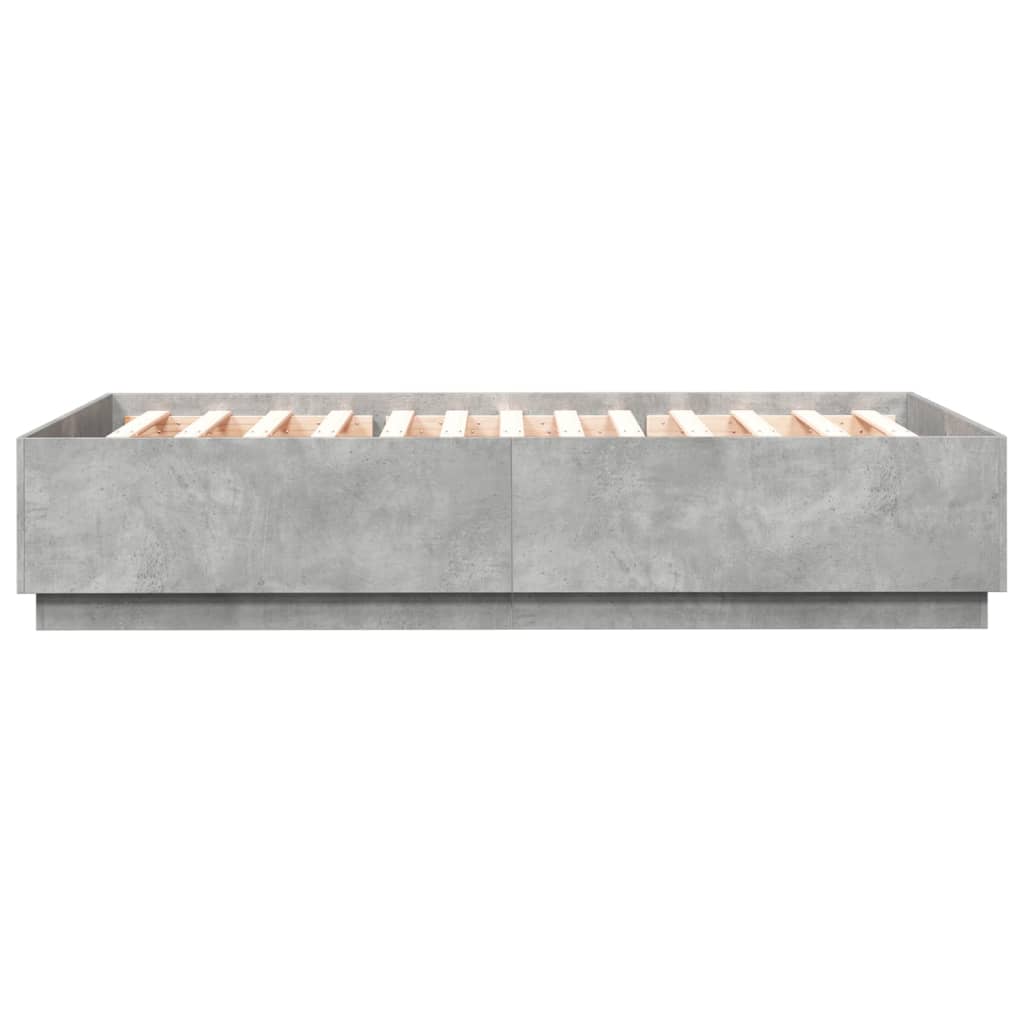 vidaXL Okvir kreveta s LED svjetlima boja betona 160 x 200 cm drveni