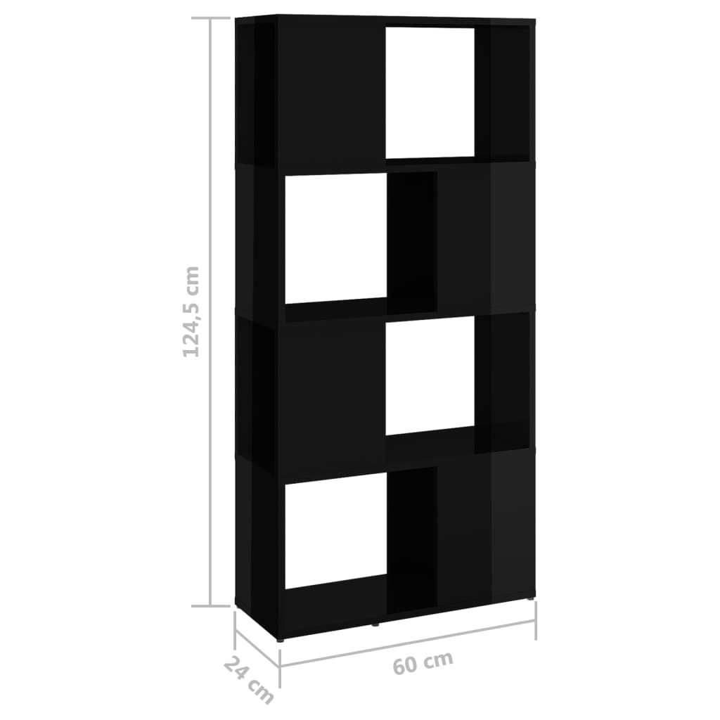 vidaXL Ormarić za knjige / sobna pregrada sjajni crni 60x24x124,5 cm