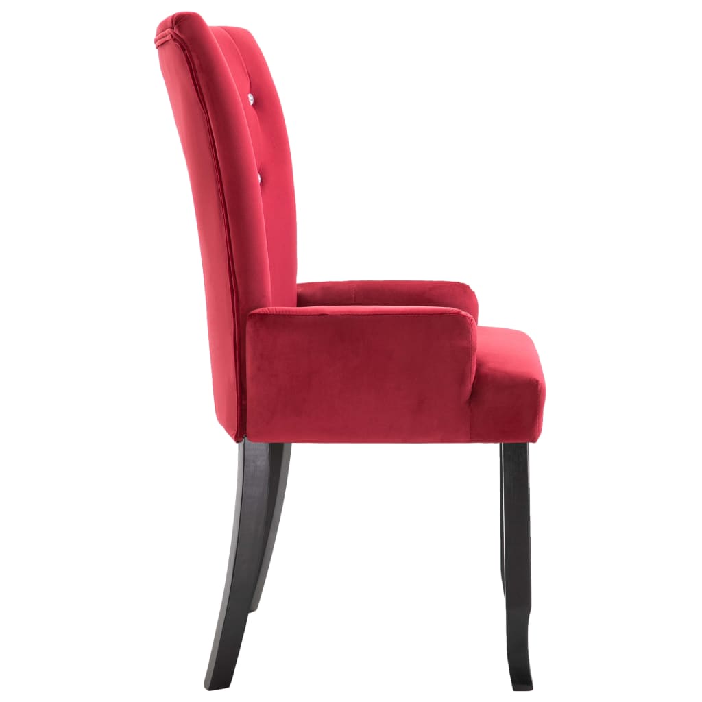 vidaXL Blagovaonska stolica s naslonima za ruke 4 kom crvena baršun