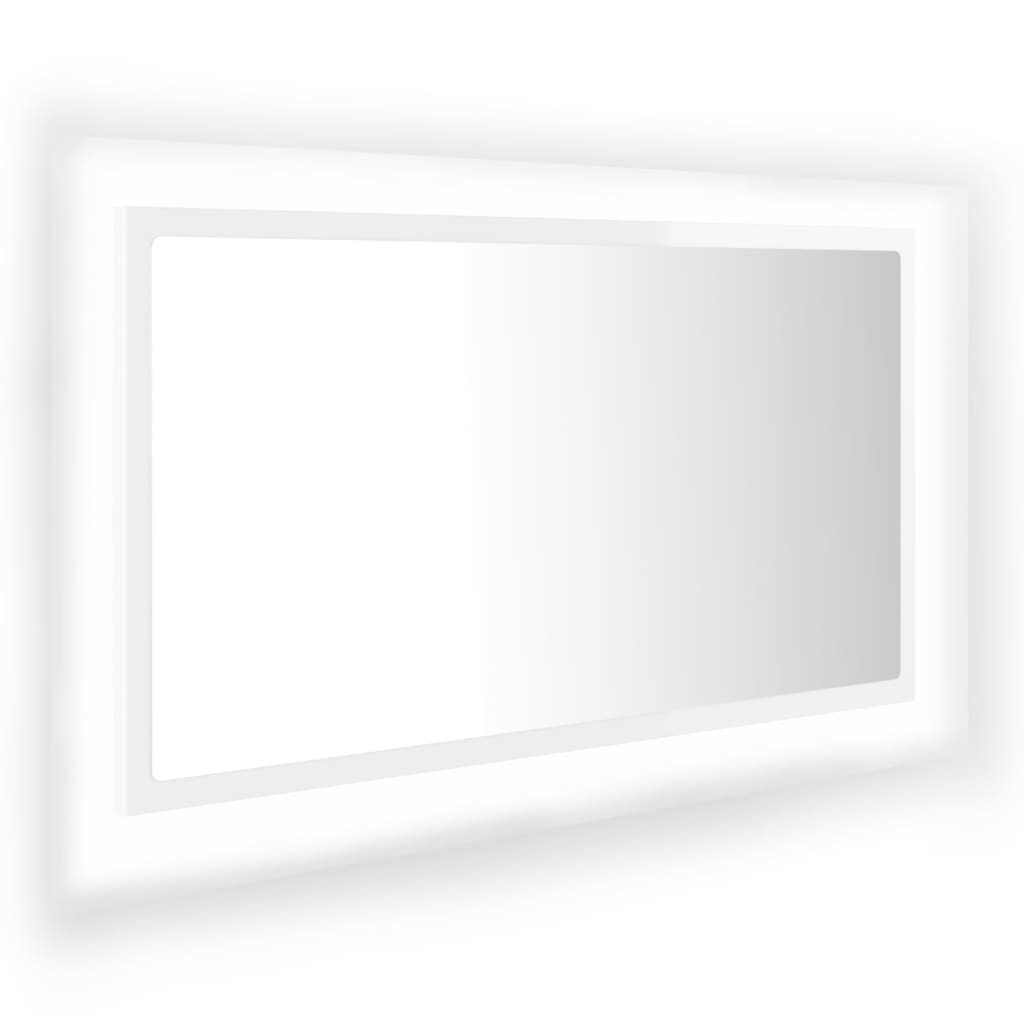 vidaXL LED kupaonsko ogledalo visoki sjaj bijelo 80x8,5x37 cm akrilno