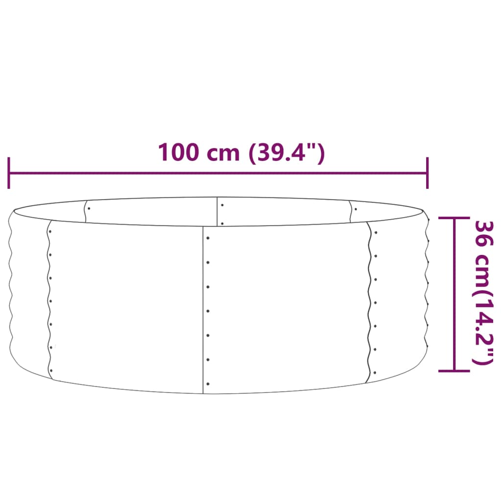 vidaXL Povišena vrtna gredica od čelika 100x100x36 cm sivi