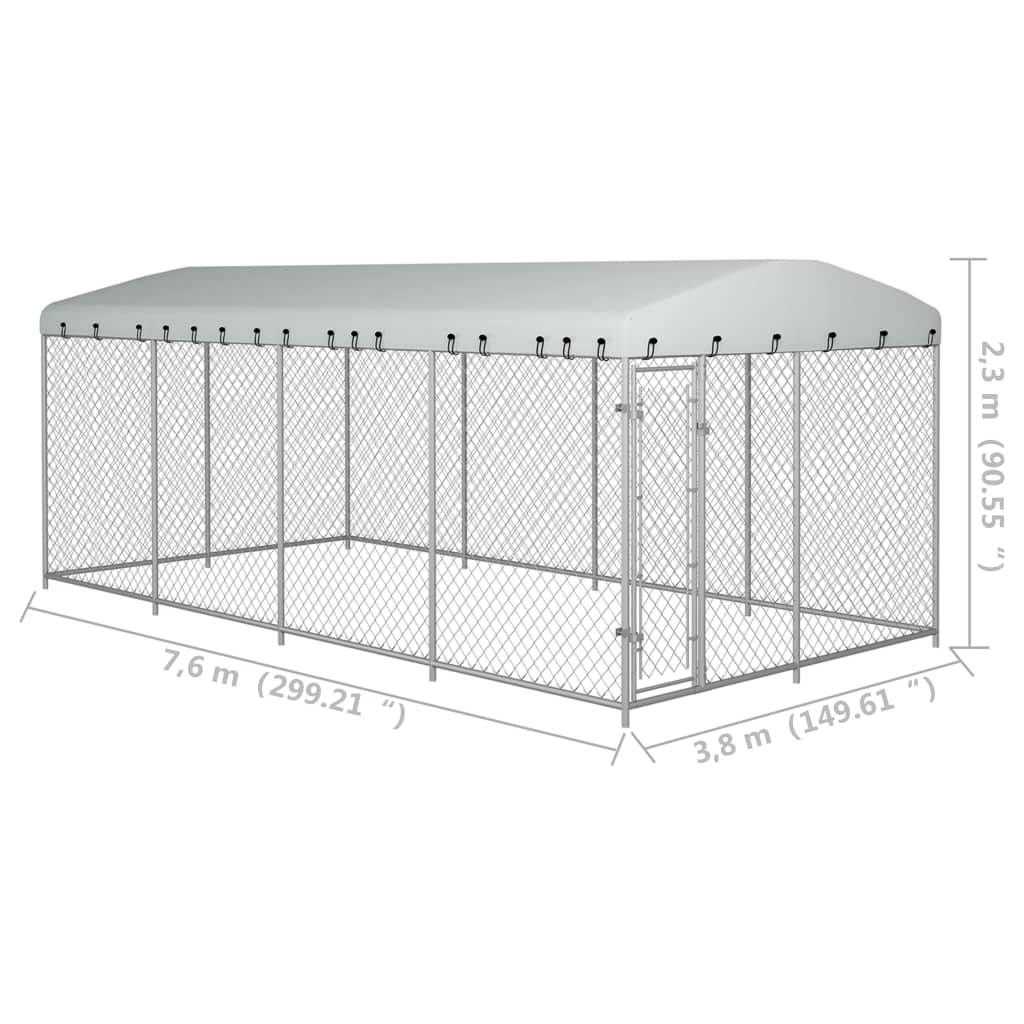 vidaXL Vanjski kavez za pse s krovom 8 x 4 x 2,3 m