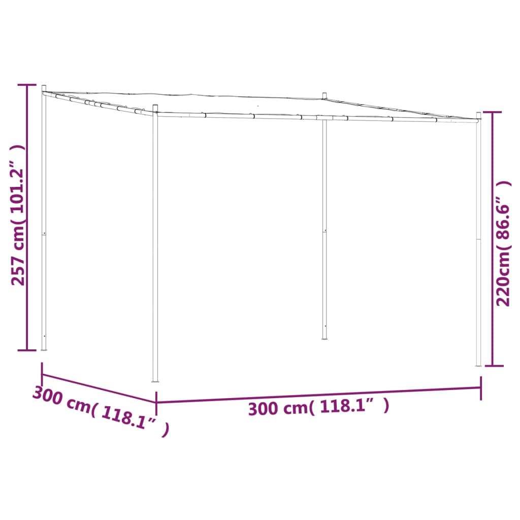 vidaXL Sjenica antracit 3 x 3 m 180 g/m² od tkanine i čelika