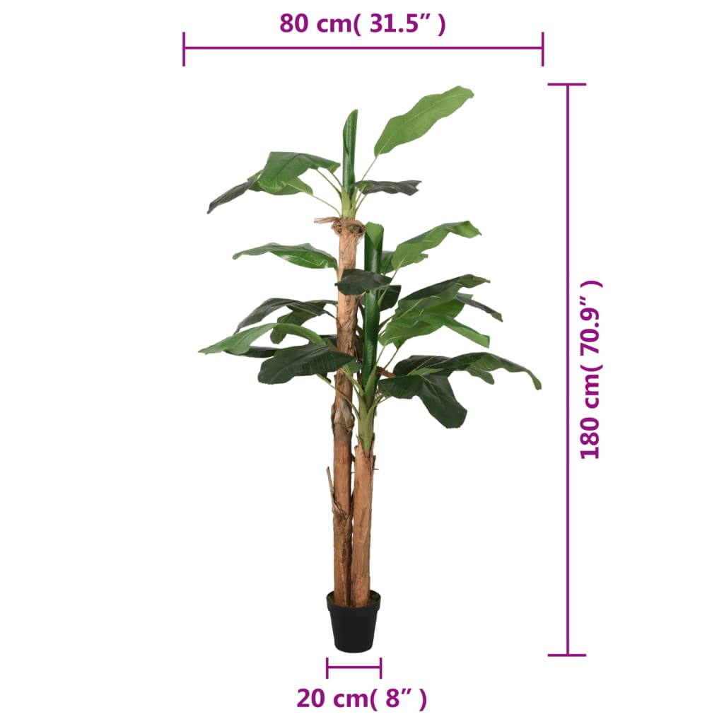 vidaXL Umjetno stablo banane 19 listova 150 cm zeleno