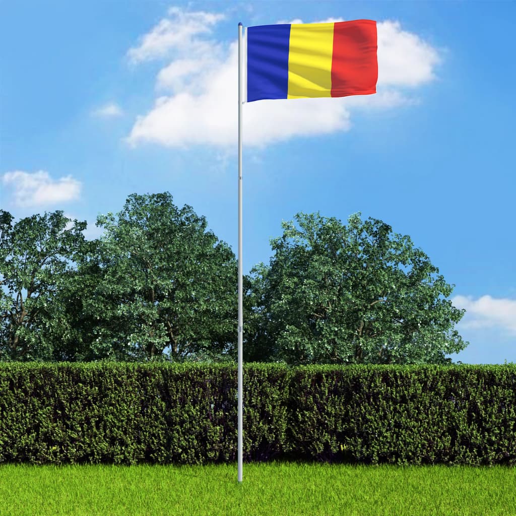 vidaXL Rumunjska zastava s aluminijskim stupom 6 m