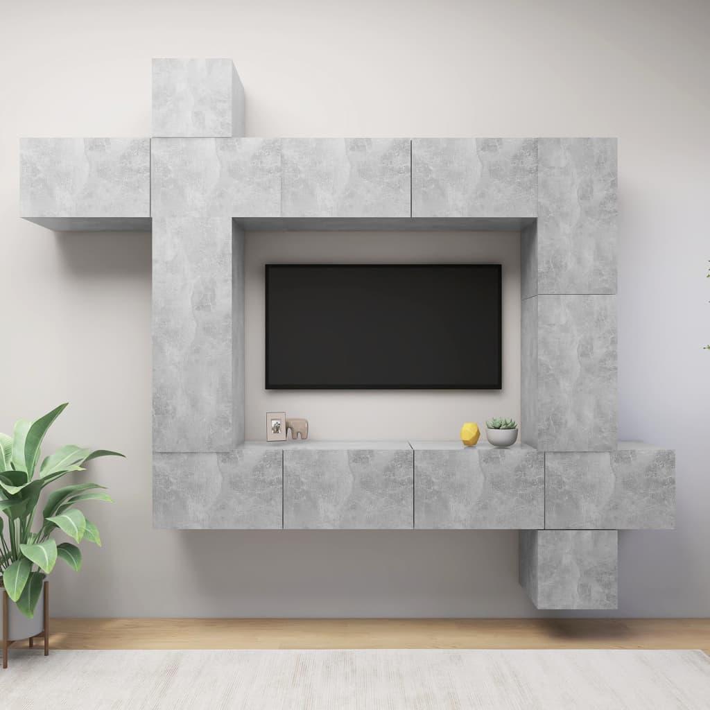 vidaXL 9-dijelni set TV ormarića siva boja betona od iverice