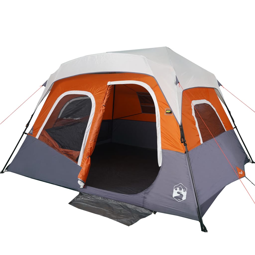 vidaXL Šator za kampiranje LED za 6 osoba svjetlosivi i narančasti
