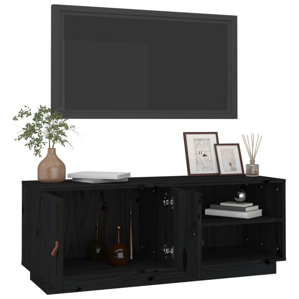 vidaXL TV ormarić crni 105 x 34 x 40 cm od masivne borovine