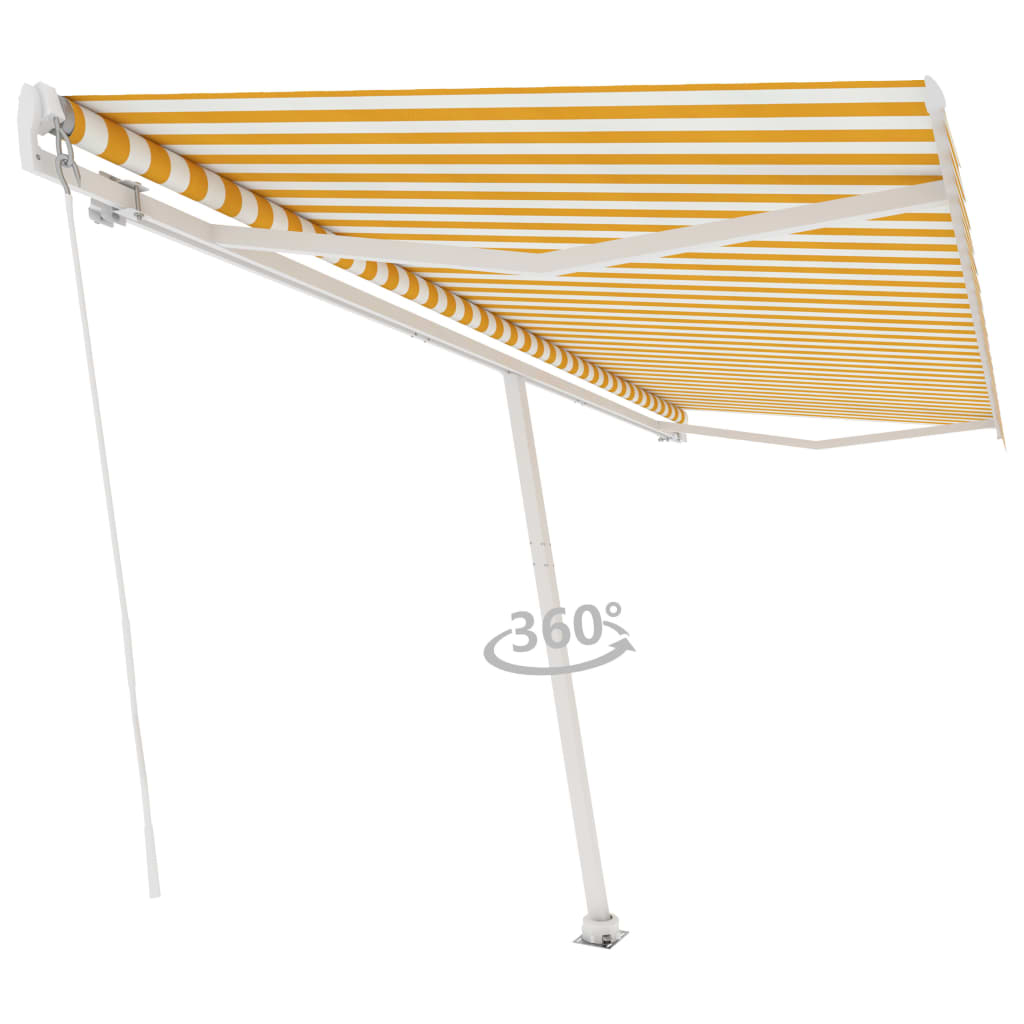 vidaXL Samostojeća tenda na ručno uvlačenje 500 x 350 cm žuto-bijela