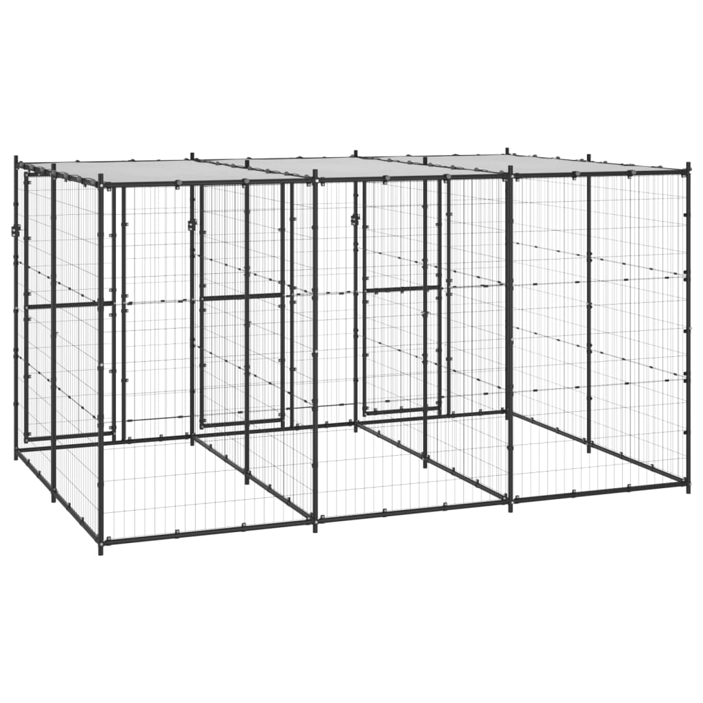 vidaXL Vanjski kavez za pse s krovom čelični 7,26 m²