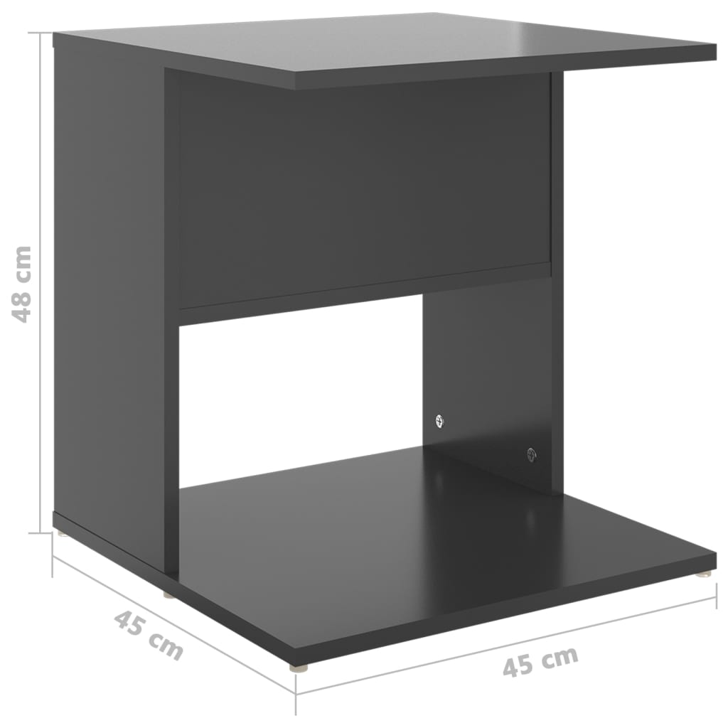 vidaXL Bočni stolić visoki sjaj sivi 45 x 45 x 48 cm od iverice