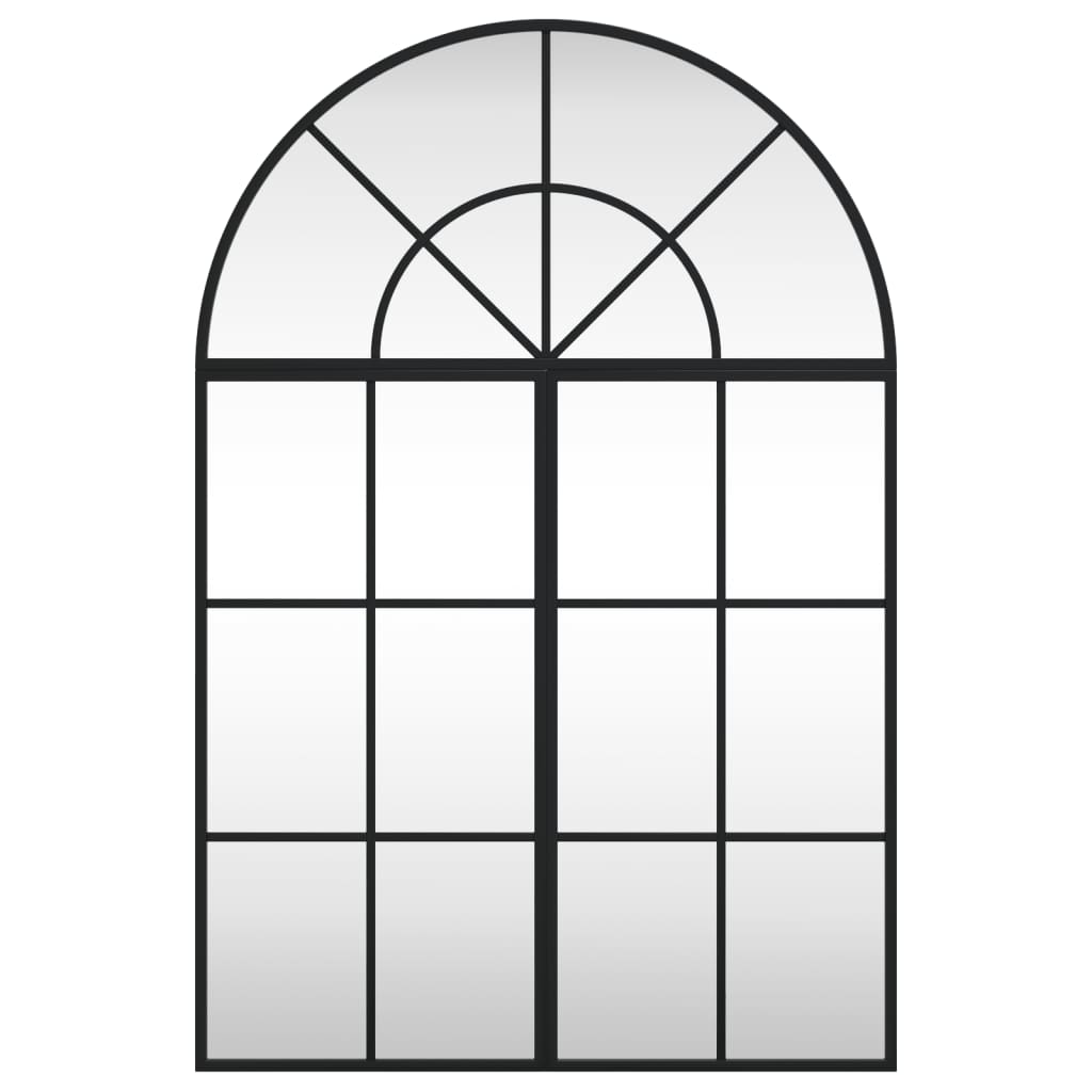 vidaXL Zidno ogledalo crno 60 x 90 cm lučno željezno