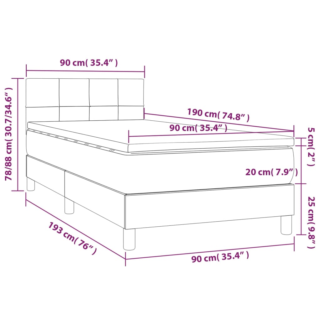 vidaXL Box spring krevet s madracem ružičasti 90x190 cm baršunasti