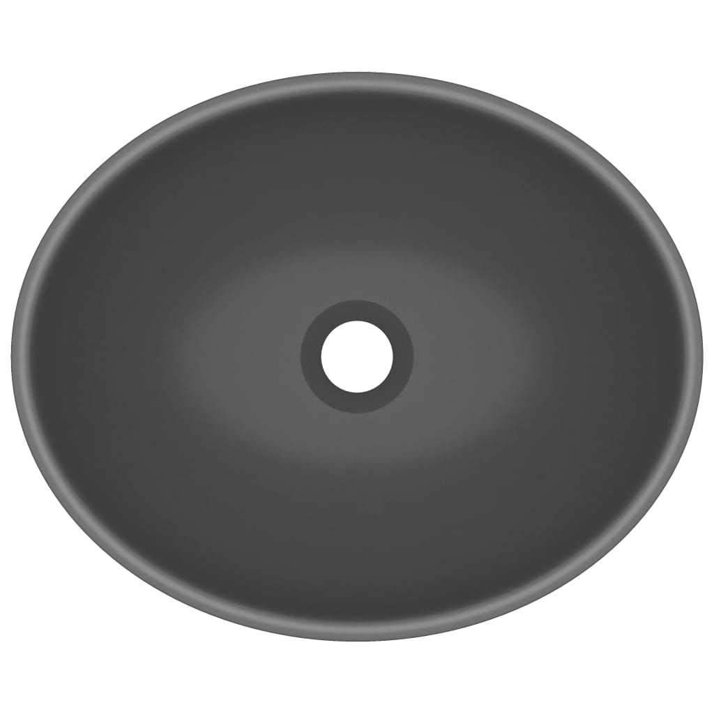 vidaXL Luksuzni ovalni umivaonik mat tamnosivi 40 x 33 cm keramički