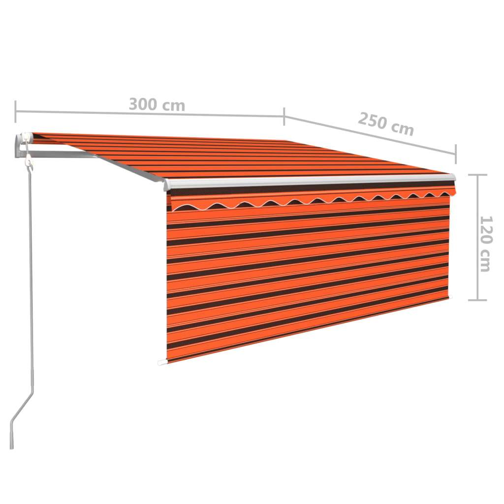 vidaXL Automatska tenda na uvlačenje s roletom 3x2,5m narančasto-smeđa