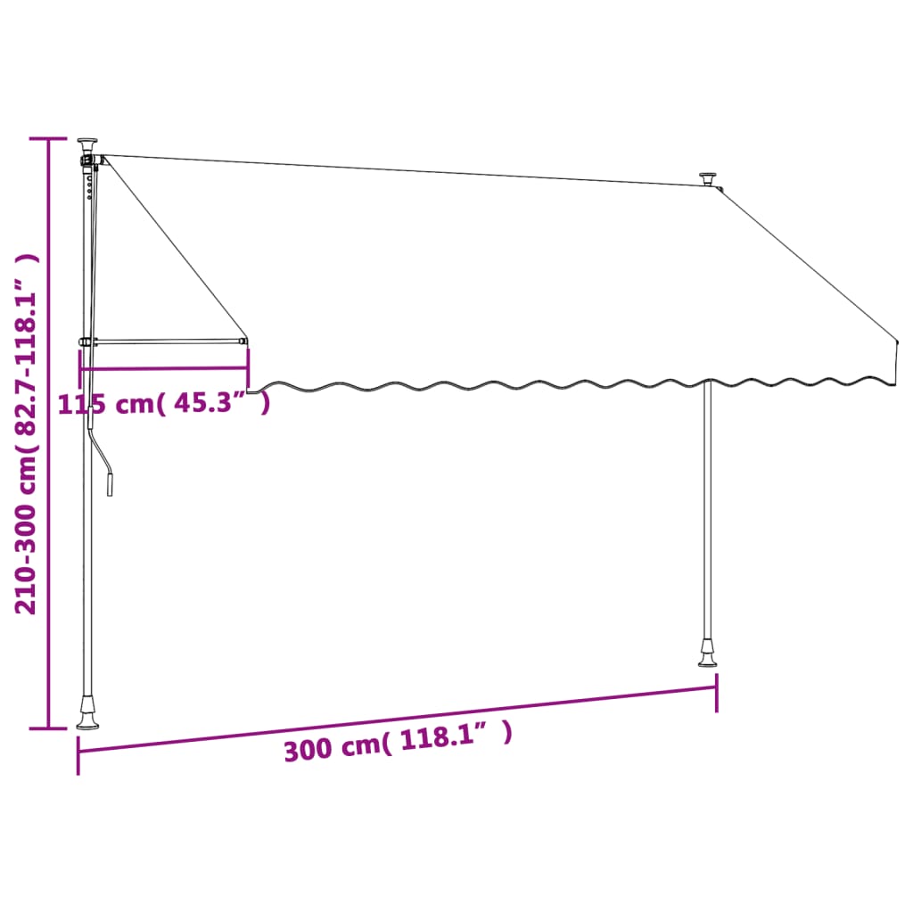 vidaXL Tenda na uvlačenje antracit 300 x 150 cm od tkanine i čelika