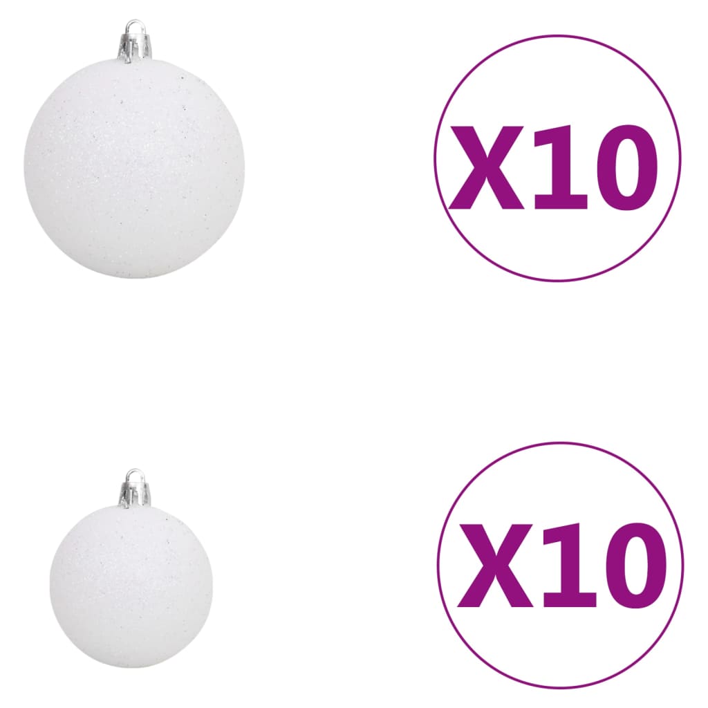 vidaXL 120-dijelni set božićnih kuglica s vrhom 300 LED bijelo-sive