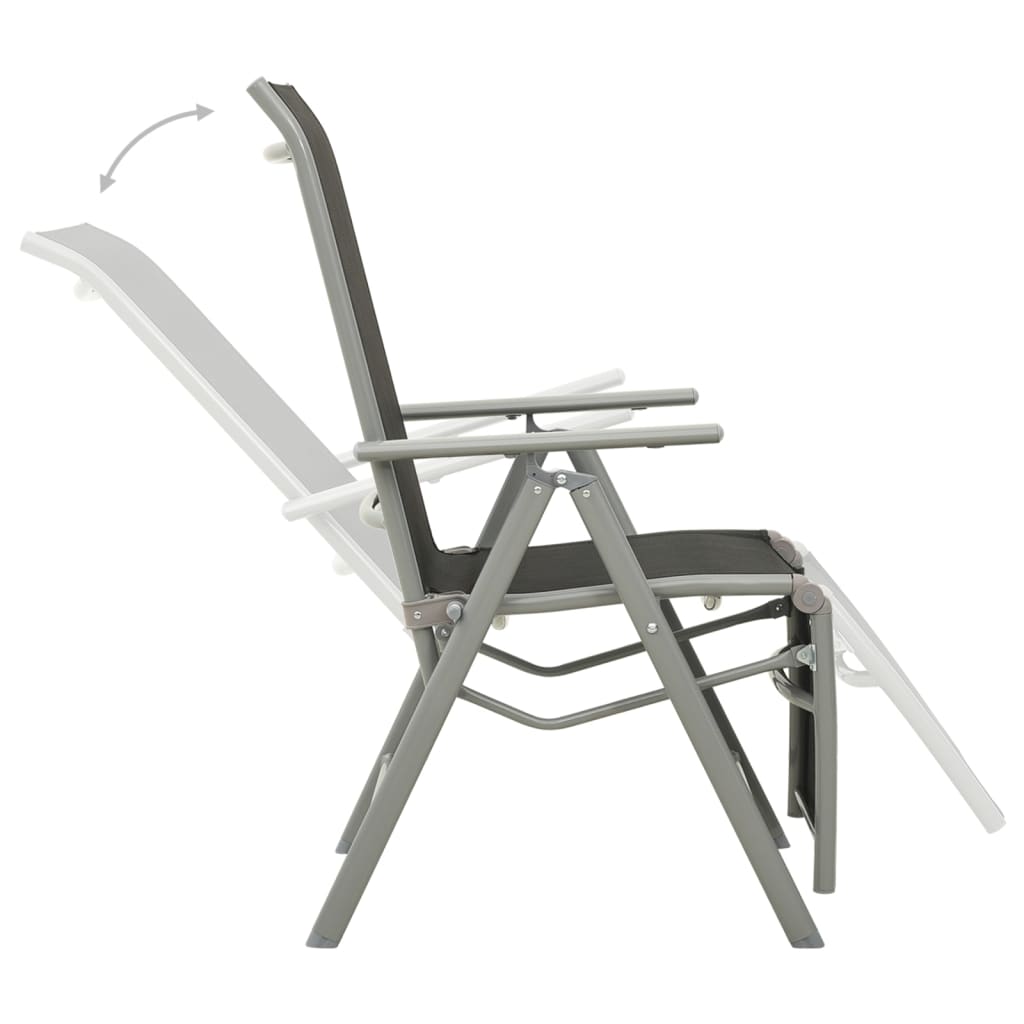 vidaXL Nagibne vrtne stolice 2 kom od tekstilena i aluminija srebrne