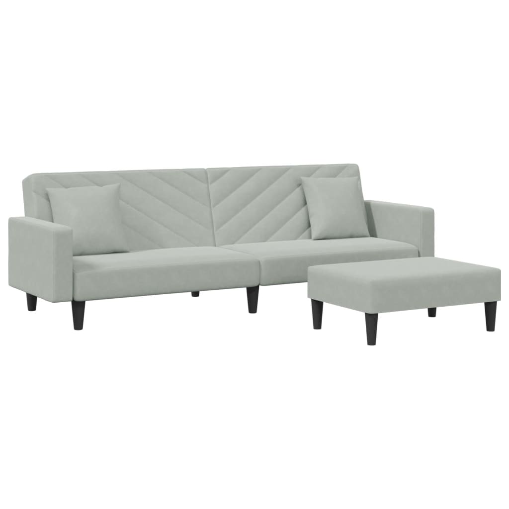 vidaXL 2-dijelni set sofa s jastucima svjetlosivi baršunasti