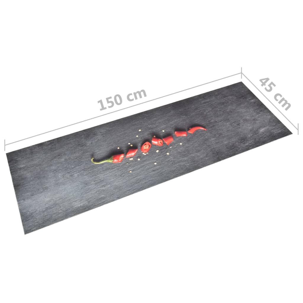 vidaXL Kuhinjski tepih s uzorkom feferona perivi 45 x 150 cm