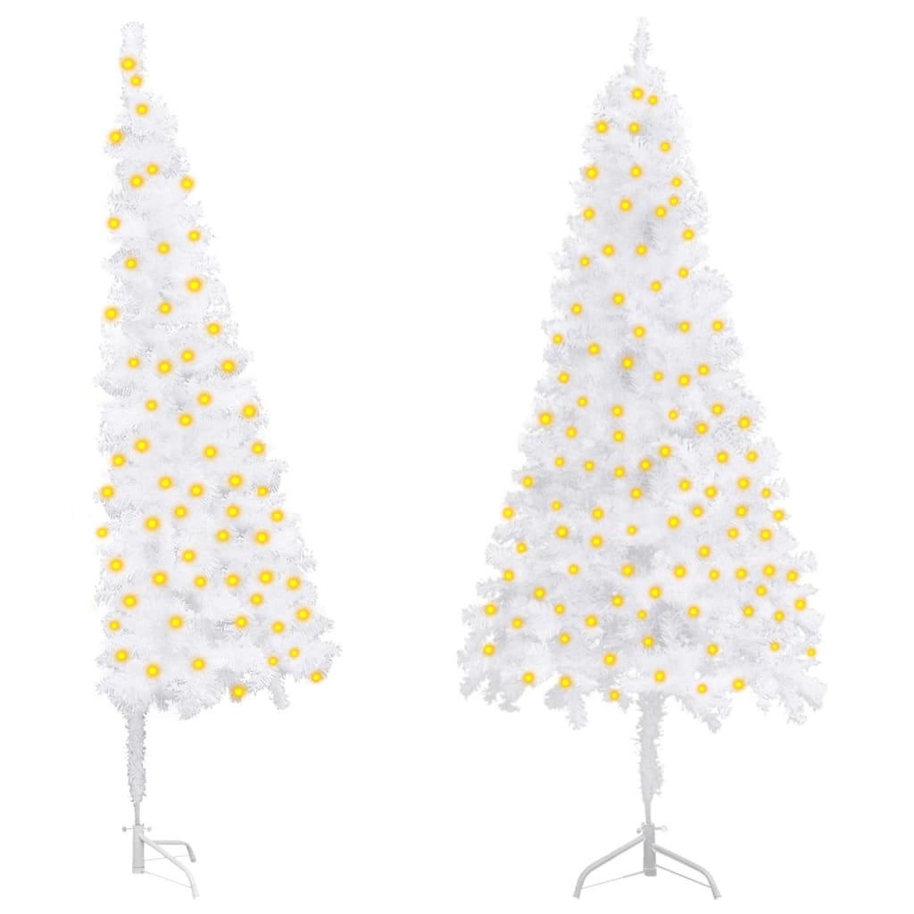 vidaXL Kutno umjetno osvijetljeno božićno drvce bijelo 210 cm PVC