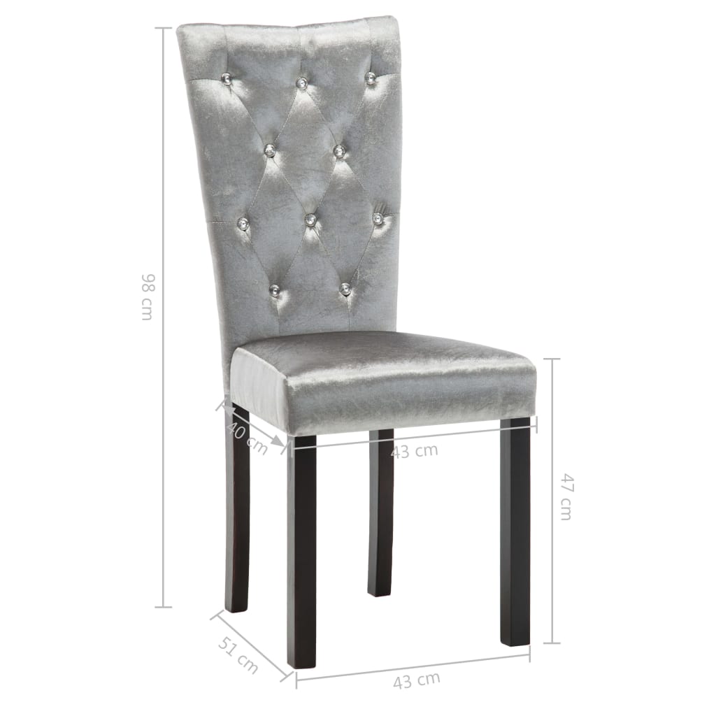 vidaXL Blagovaonske stolice od baršuna 2 kom srebrne