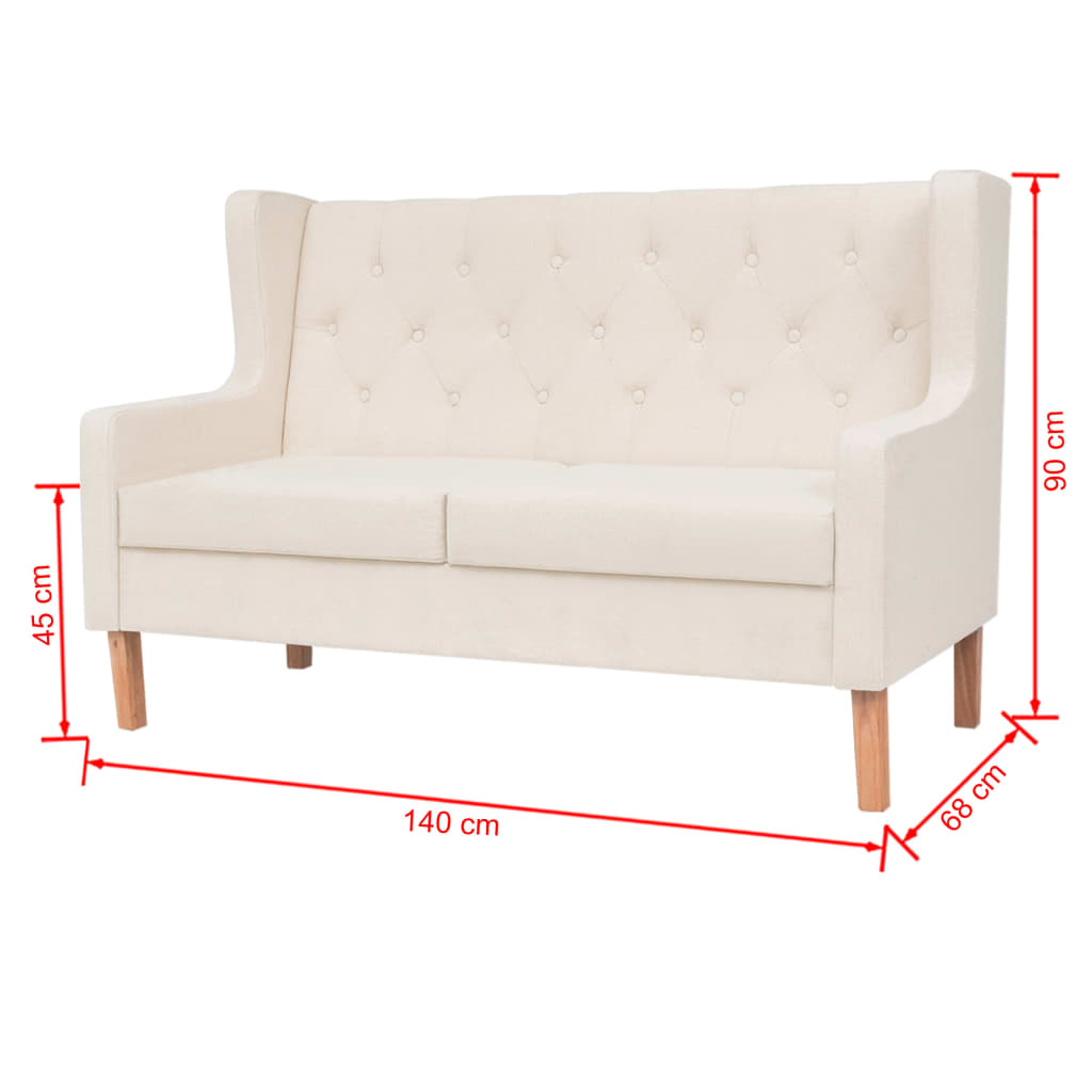 vidaXL 2-dijelni set sofa od tkanine krem bijeli