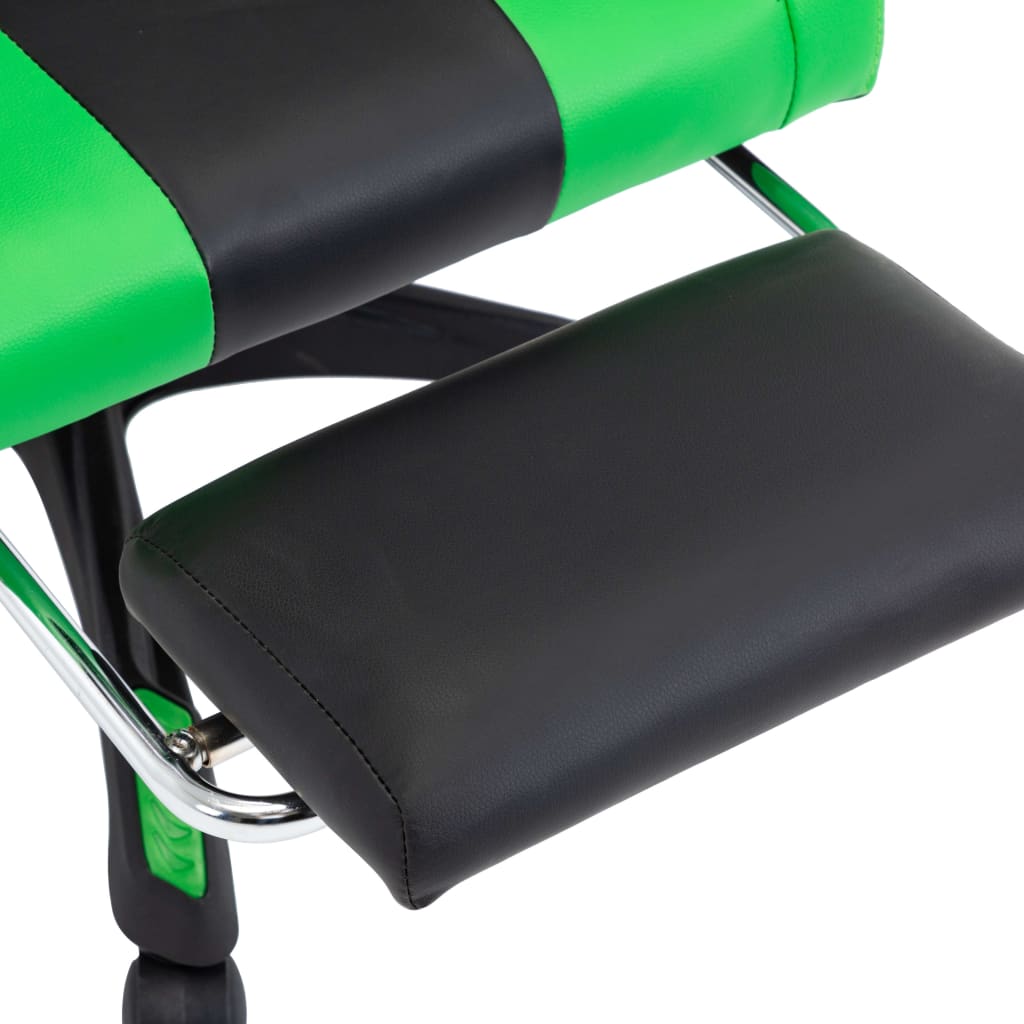 vidaXL Igraća stolica od umjetne kože s osloncem za noge zeleno-crna