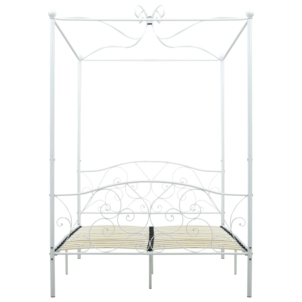 vidaXL Okvir za krevet s nadstrešnicom bijeli metalni 120 x 200 cm
