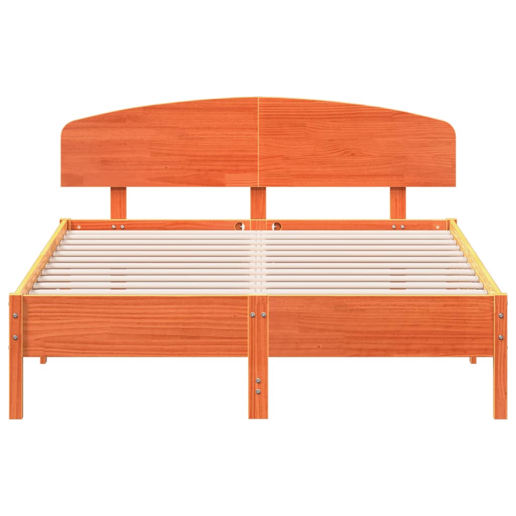 vidaXL Okvir kreveta s uzglavljem voštano smeđi 140x200 cm od borovine