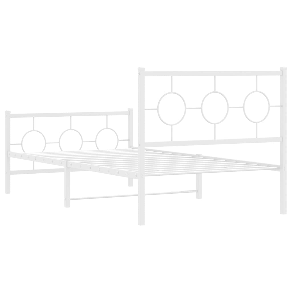 vidaXL Metalni okvir kreveta uzglavlje i podnožje bijeli 100x200 cm