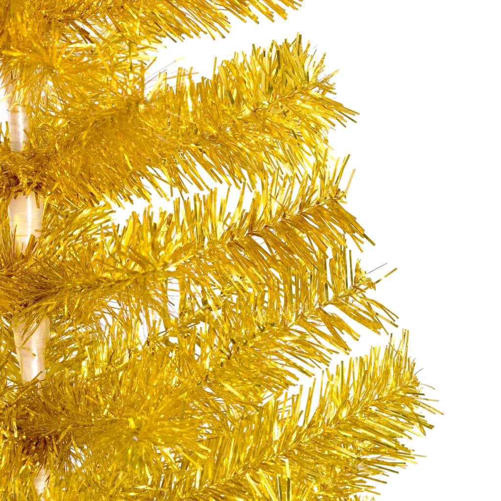 vidaXL Umjetno osvijetljeno božićno drvce s kuglicama zlatno 180cm PET