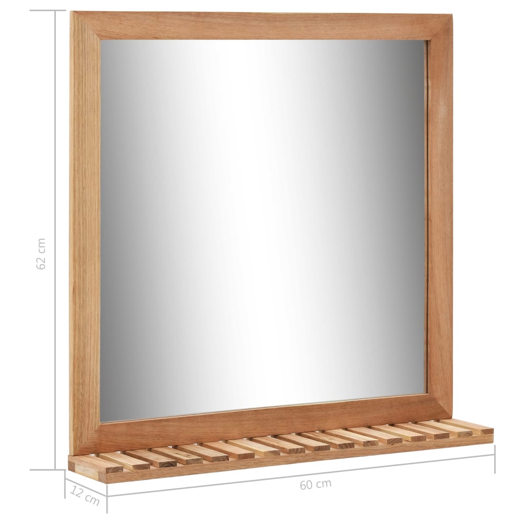 vidaXL Kupaonsko ogledalo od masivne orahovine 60 x 12 x 62 cm