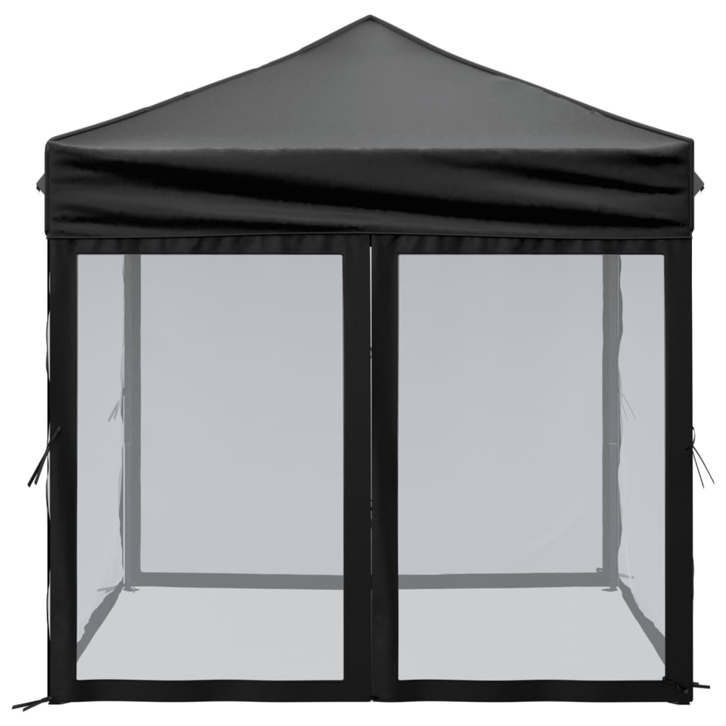 vidaXL Sklopivi šator za zabave s bočnim zidovima 2 x 2 m crni