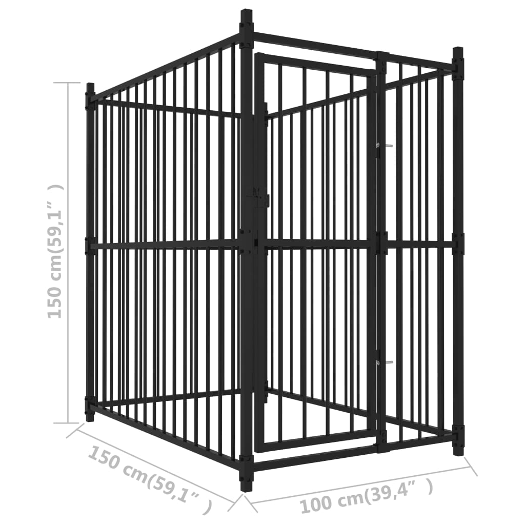 vidaXL Vanjski kavez za pse 150 x 100 x 150 cm