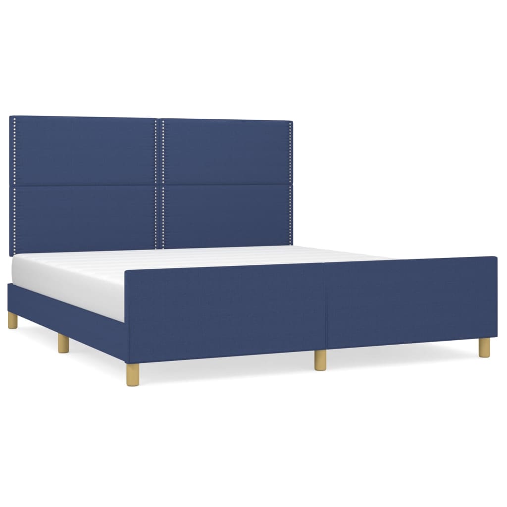 vidaXL Okvir za krevet s uzglavljem plavi 180 x 200 cm od tkanine