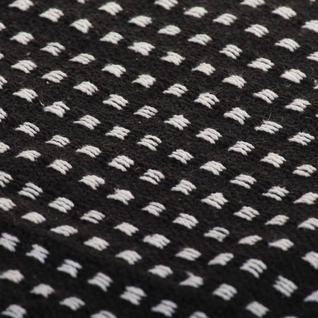 vidaXL Pamučni pokrivač na kvadratiće 160 x 210 cm crni