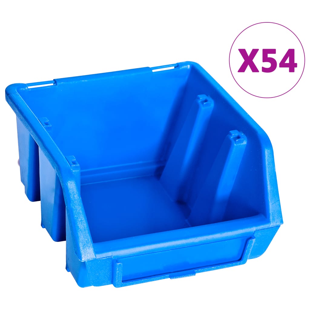 vidaXL 96-dijelni set kutija za pohranu sa zidnim pločama plavi