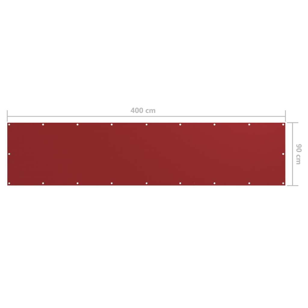 vidaXL Balkonski zastor crveni 90 x 400 cm od tkanine Oxford